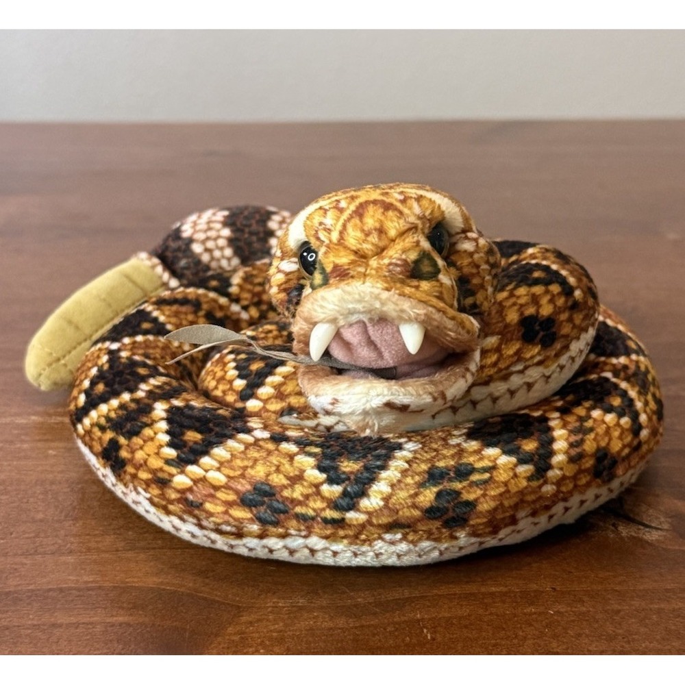 Folkmanis Rattlesnake Hand Puppet Coiled Diamond Pattern Realistic Plush Toy